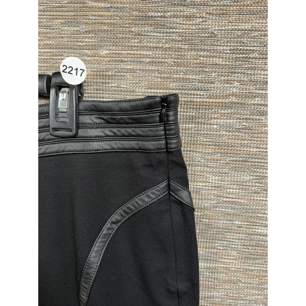 Chico’s Straight Pencil Skirt Womens 2.5 US 14 Black Faux Leather Trim Stretch - Picture 5 of 9